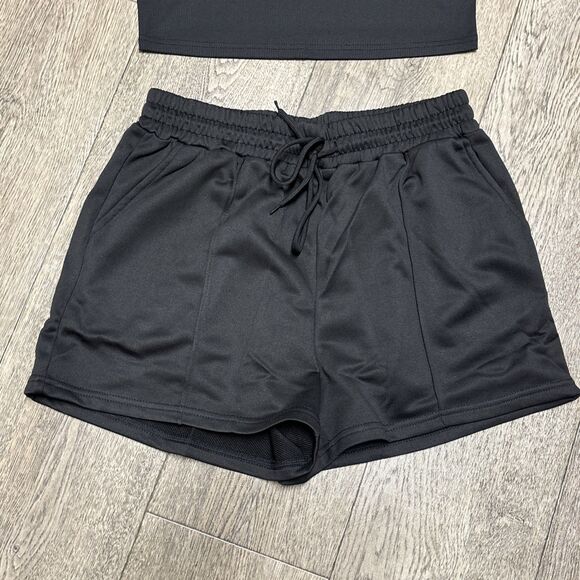 Women’s Ribbed Crop Cami Top & Drawstring Short Set (E103) - Picture 2 of 8